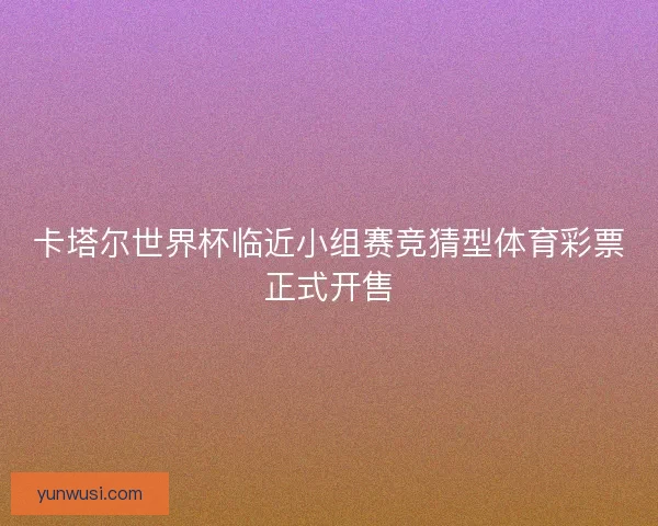 卡塔尔世界杯临近小组赛竞猜型体育彩票正式开售 卡塔尔世界杯临近小组赛竞猜型体育彩票正式开售